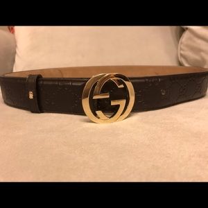 Signature Gucci Belt Brown w/ Gold
